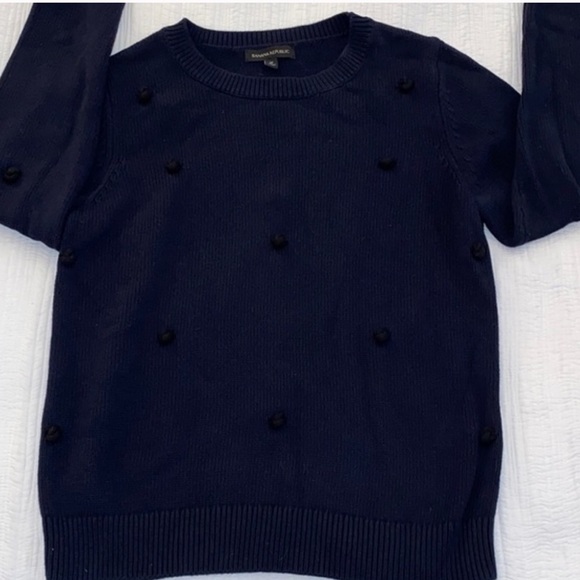 NWT Banana Republic Bobble Crewneck Sweater knotted SZ L cotton blend - Picture 4 of 9